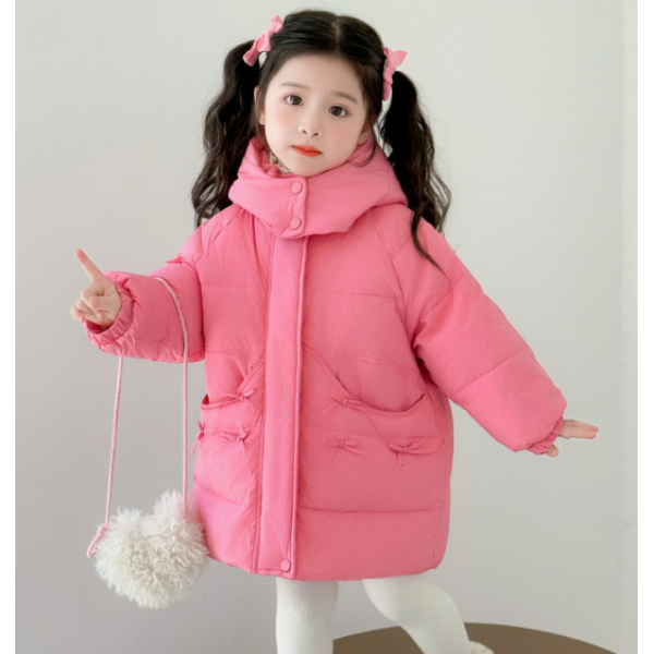 2025秋冬季新款儿童时尚洋气甜美女童加厚保暖舒适中长款棉服潮流