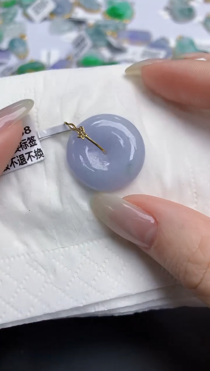 【闪购商品】翡翠颈饰18K金镶嵌天然缅甸翡翠A货