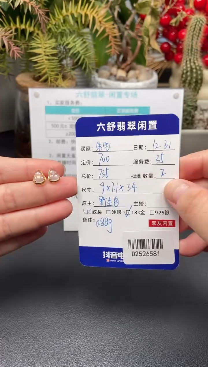 18K金镶嵌翡翠耳饰兜*D2526581