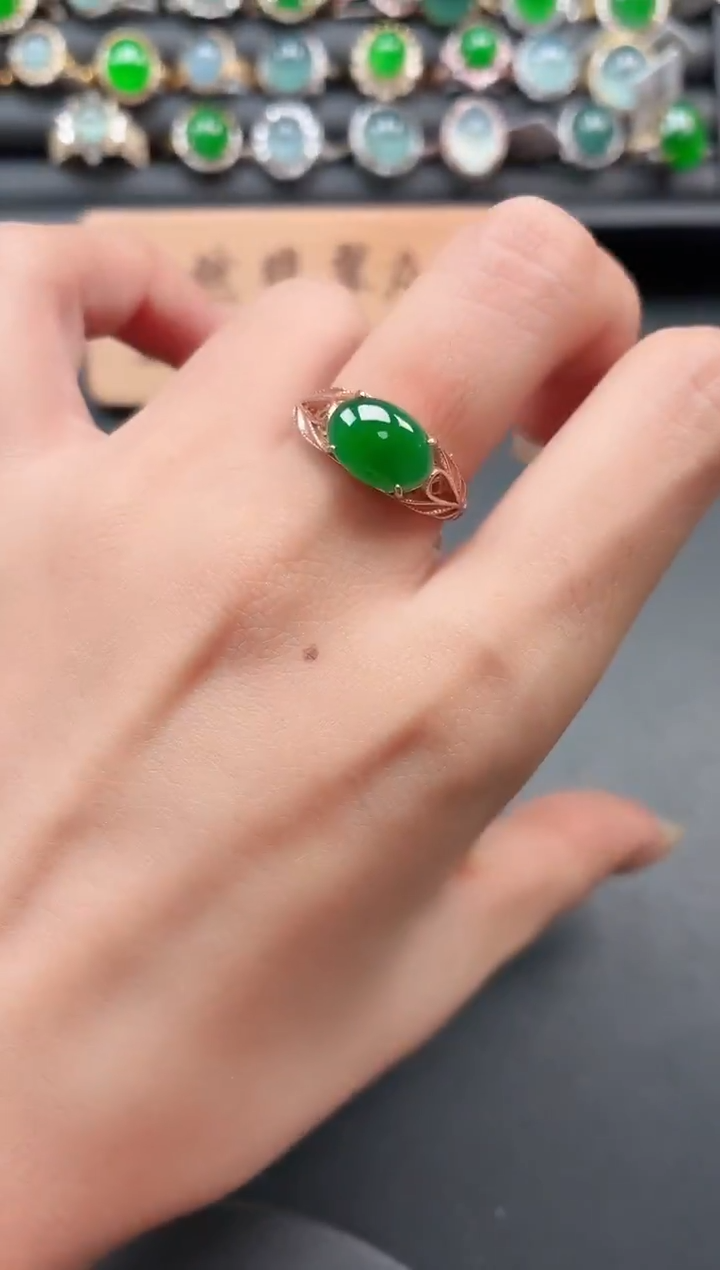 银S925镶嵌戒指翡翠11