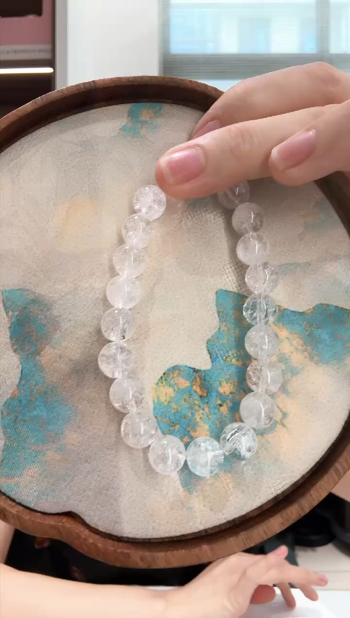 银S925镶嵌颈饰水晶白爆闪手串