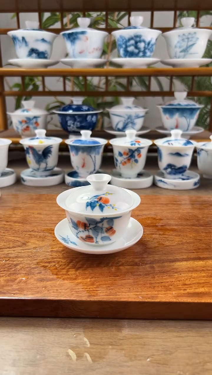 微瑕柿子80ml三才盖碗