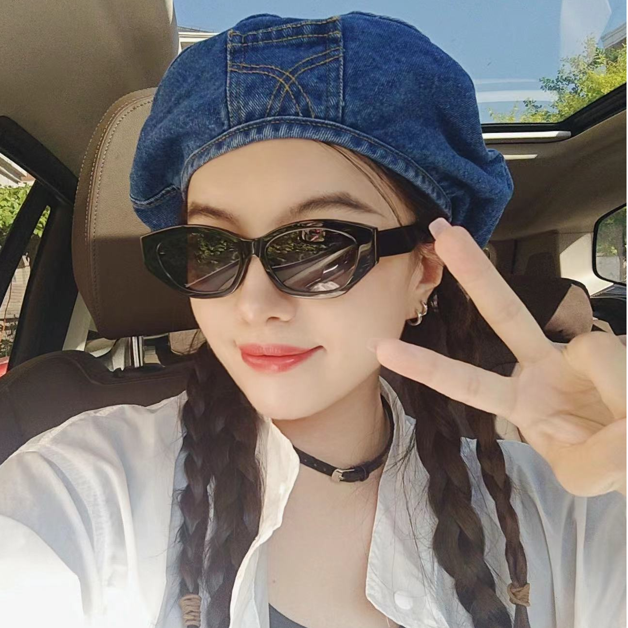 网红板材尼龙复古猫眼墨镜女款2025新款防紫外线高级感眼镜时尚