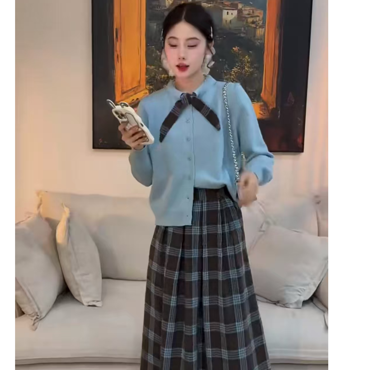 胖MM甜美风慵懒风休闲风韩系时尚套装上衣衬衣长袖jk时尚