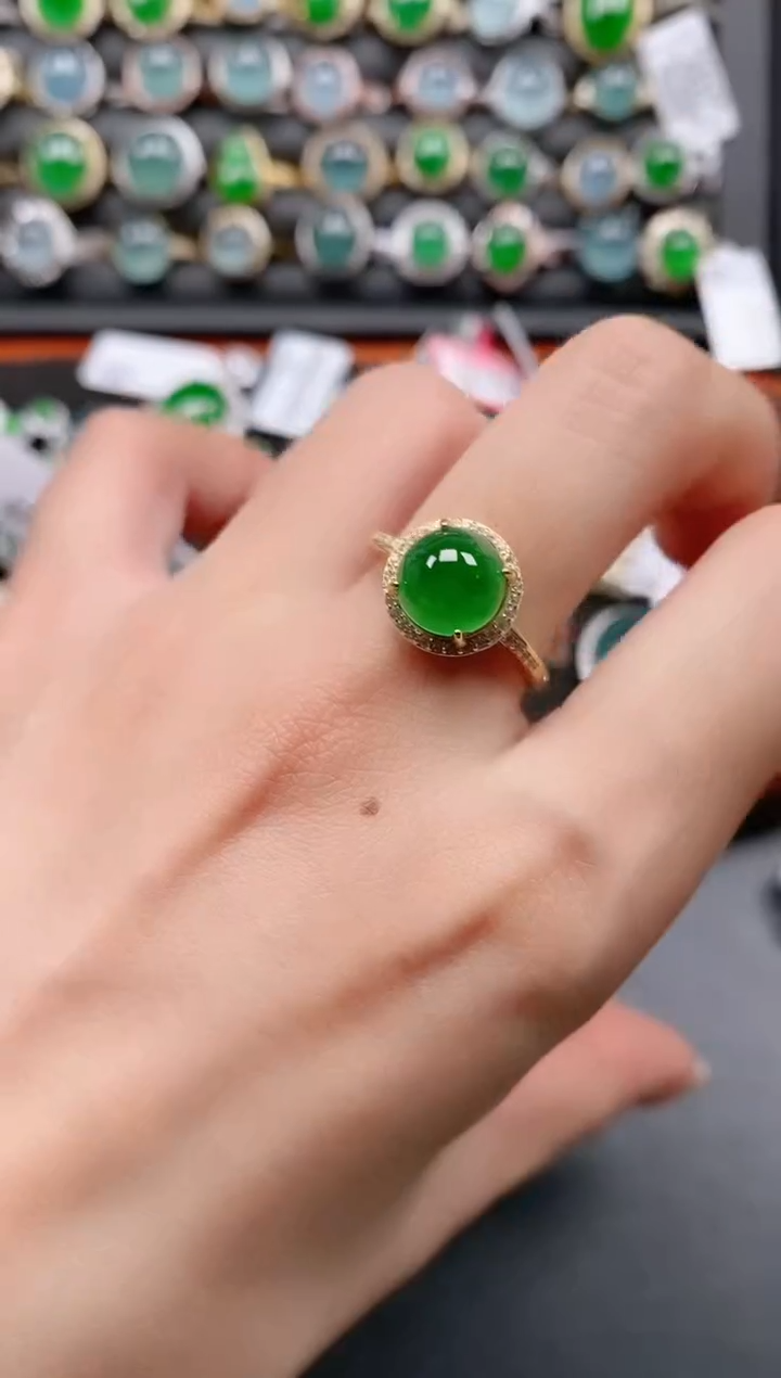 银S925镶嵌戒指翡翠11