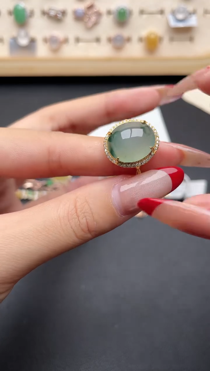 【闪购商品】翡翠戒指银S925镶嵌一物一证一礼盒