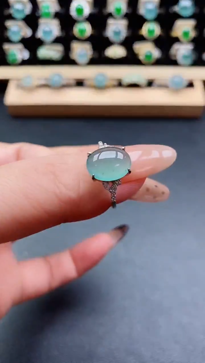 银S925镶嵌戒指翡翠1