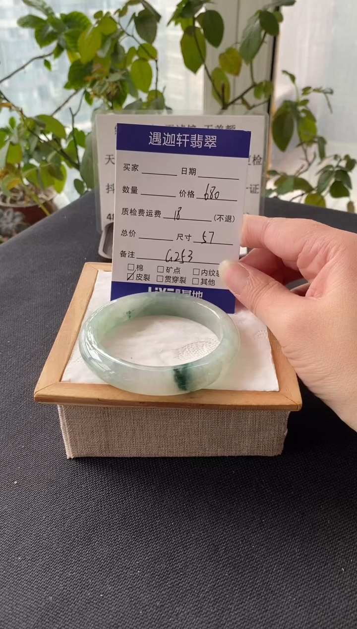 未镶嵌手镯翡翠56.8圈口 G253编码