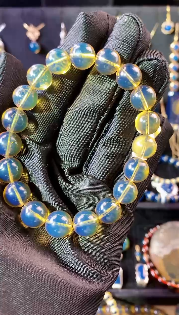 【闪购商品】琥珀珠宝奇石未镶嵌10mm高蓝手串