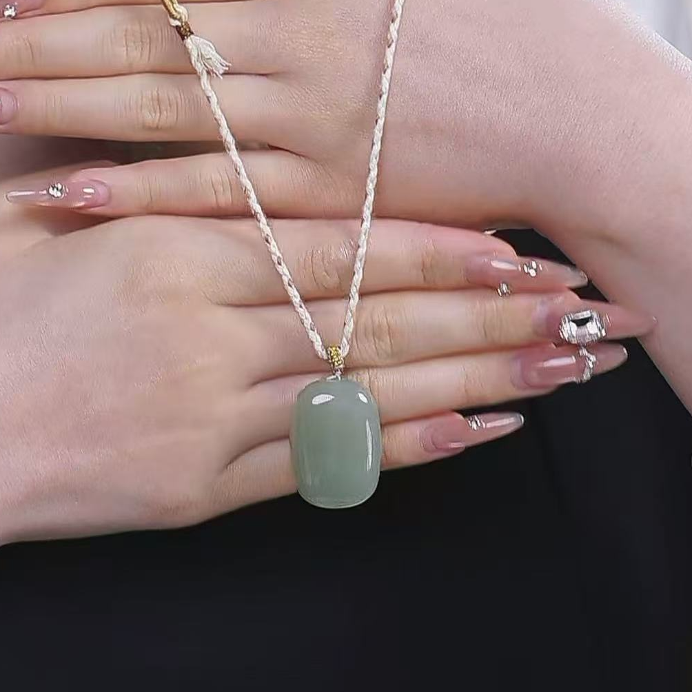 【小池专属】S925手编和田玉无事牌项链 30*20*11 V0104