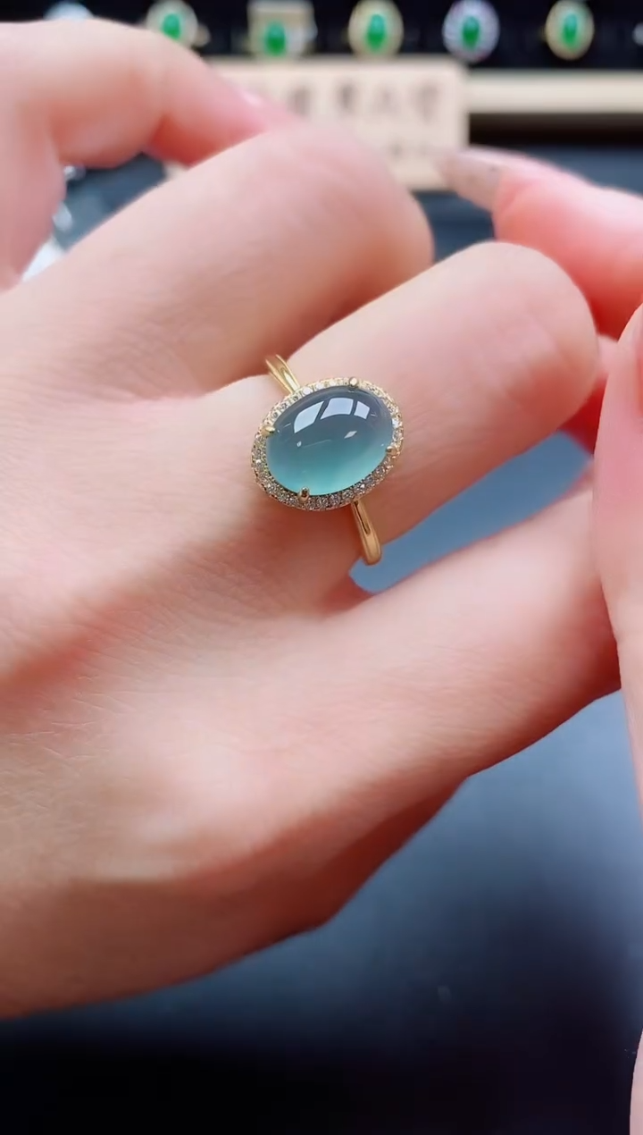 银S925镶嵌戒指翡翠1