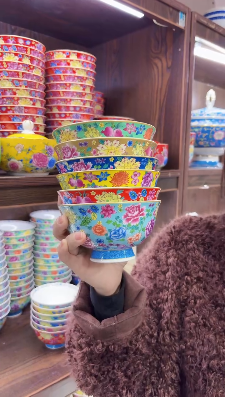 珐琅5英寸饭碗6个景德镇餐具 