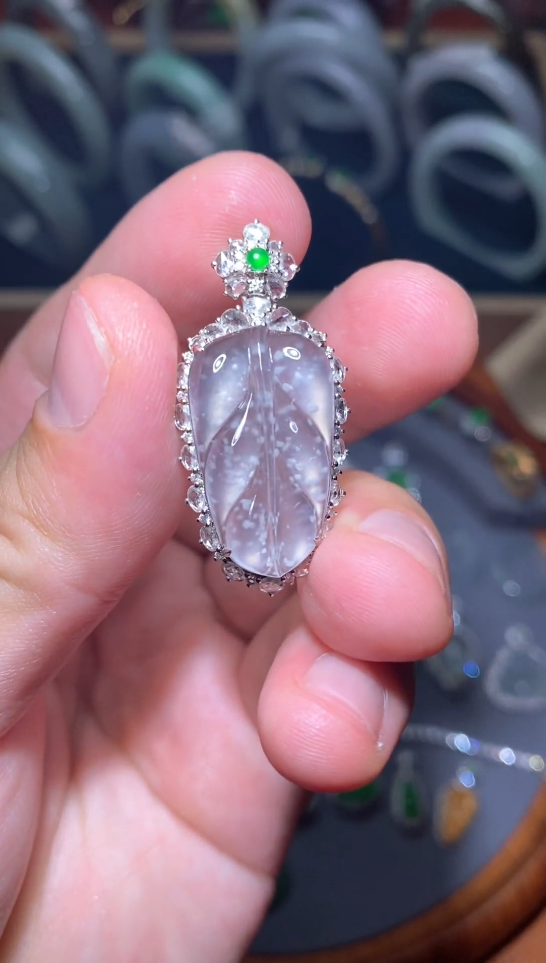 【闪购商品】翡翠颈饰18K金镶嵌/26/叶子