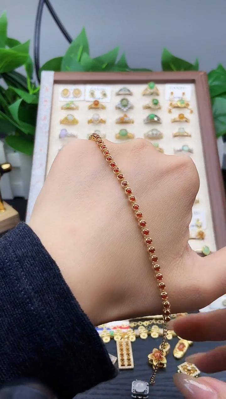 银S925镶嵌手链翡翠12