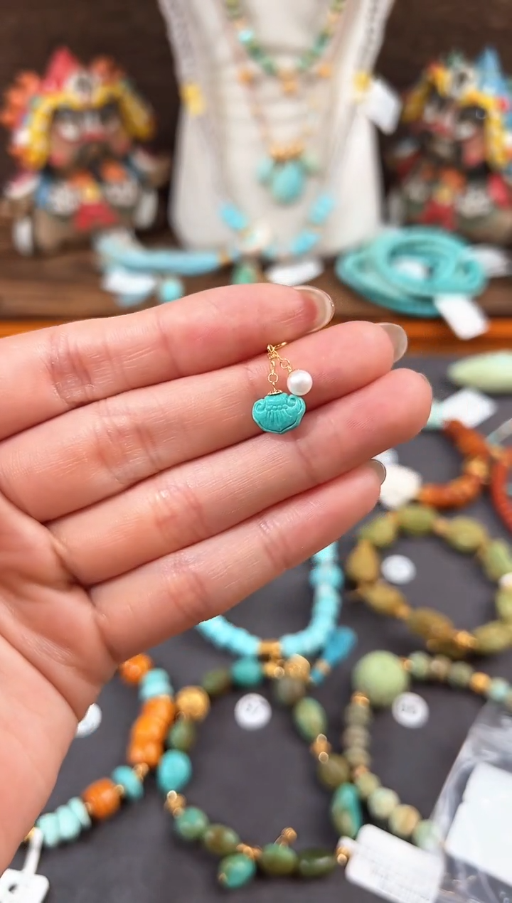 【闪购商品】绿松石提溜18K金镶嵌绿松石提溜