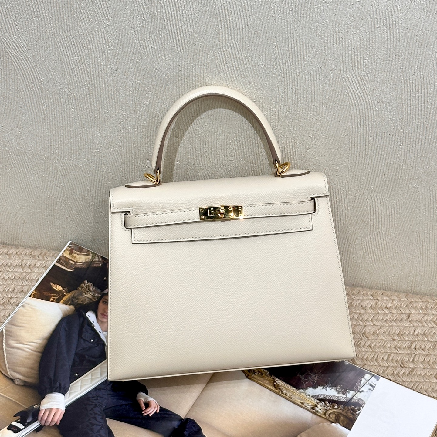 99新 Hermes/爱马仕 奶昔白金扣Kelly25 Y刻