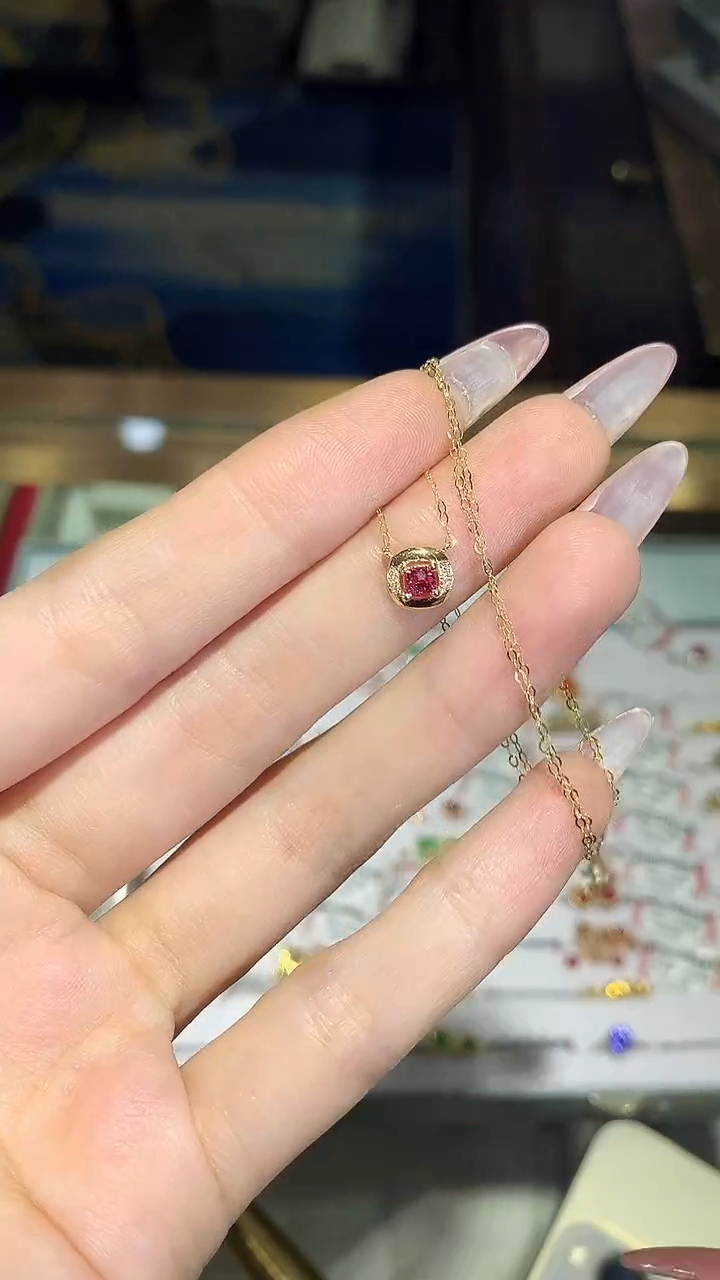 【闪购商品】尖晶石套链18K金镶嵌尖晶石套链