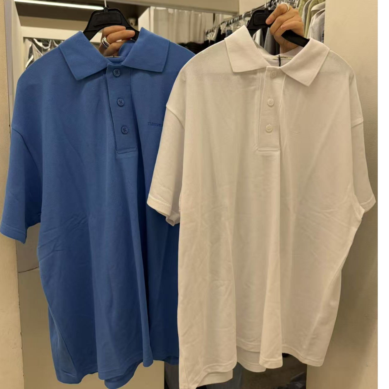 喜喜家韩国百货Polo半袖蓝色白色