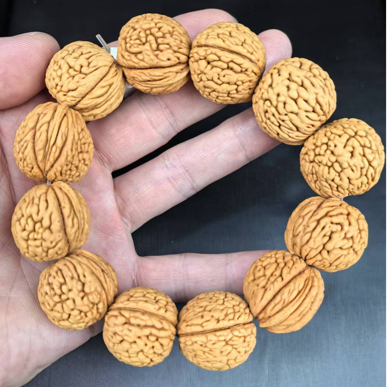 脑纹桃核佛珠手串卡20  202