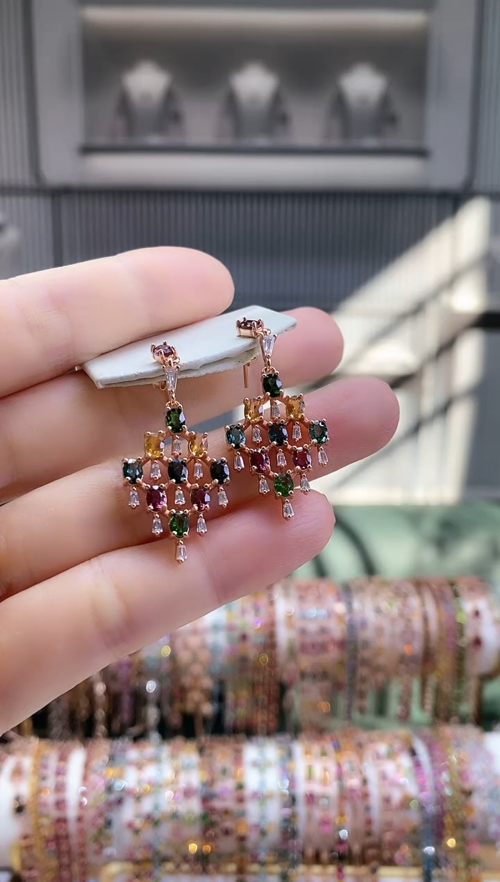 银S925镶嵌耳钉碧玺6666666666