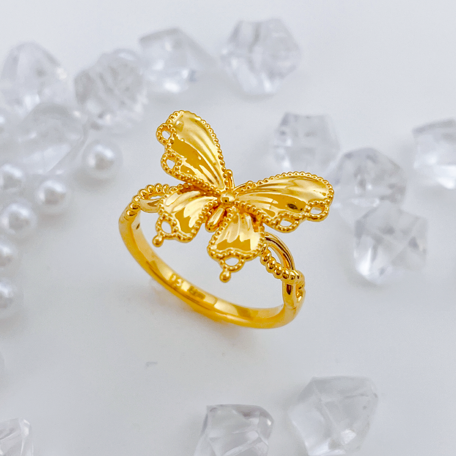 【飘飘严选】足金999  缤纷绮翼蝴蝶戒指2.49 19圈口