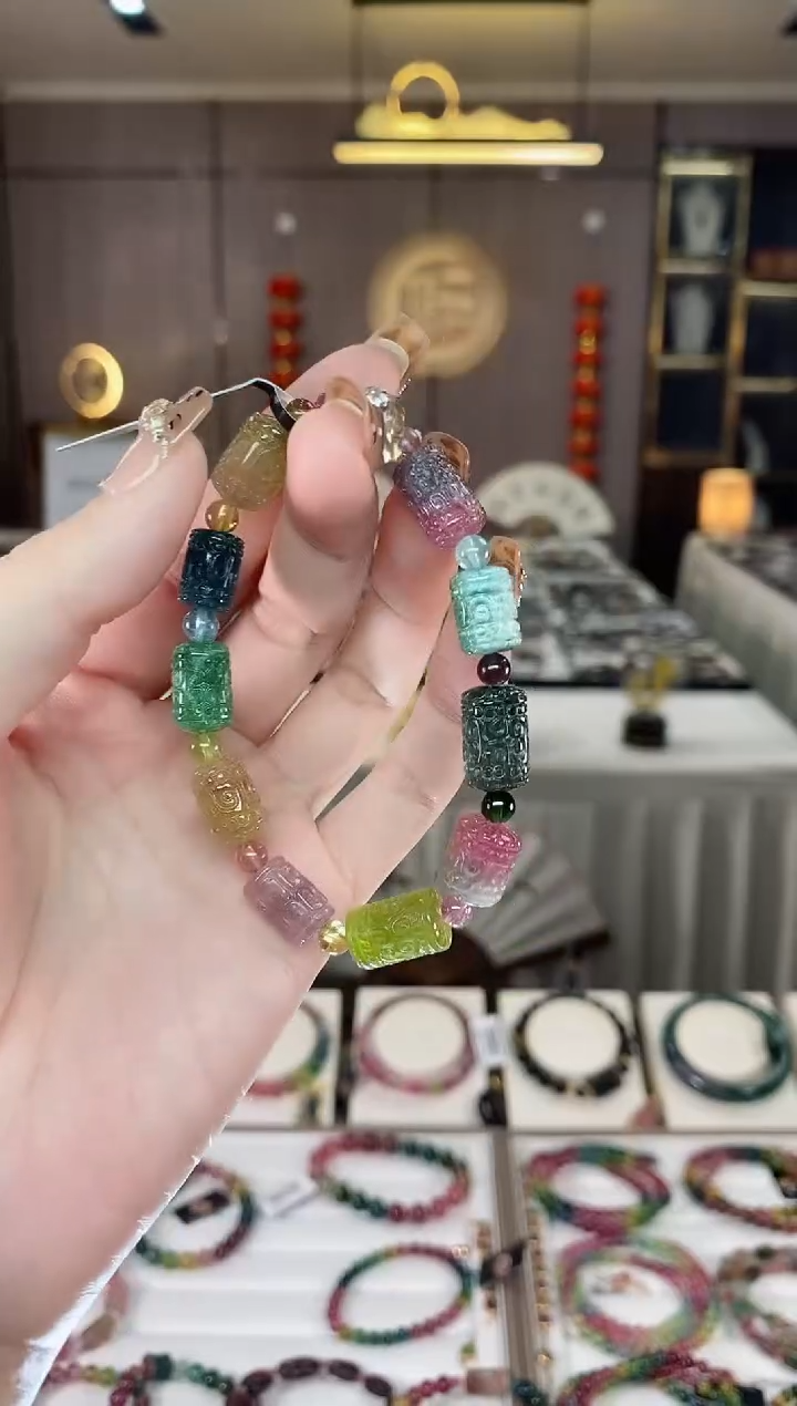 【闪购商品】碧玺桶珠单圈手串未镶嵌一物一证dan