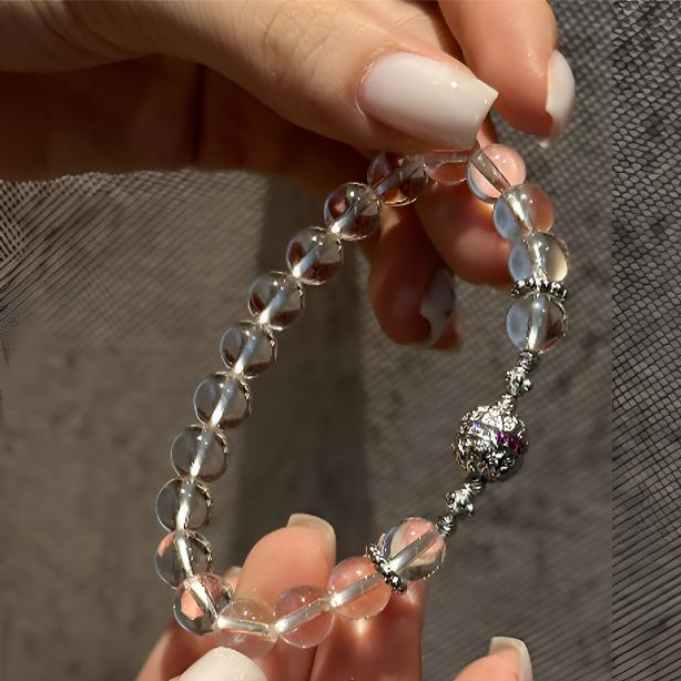 925银手链 柒柒 S11735 彩锆雕花桶珠白水水手链