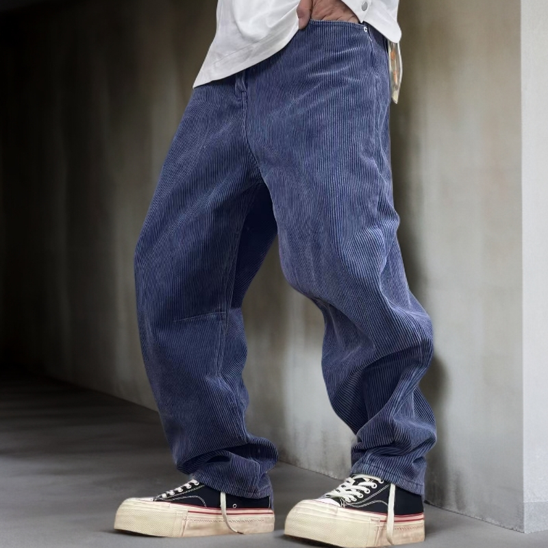 冬款加绒重磅弯刀加厚宽松小脚简约痞帅百搭时尚潮流男休闲裤1015