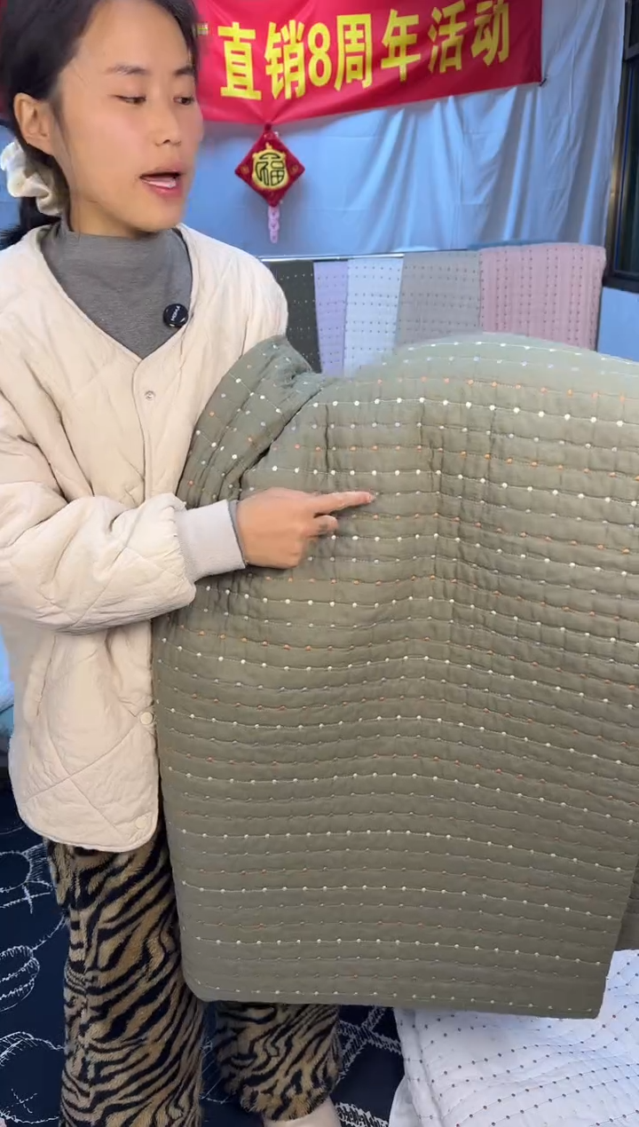 棉纯棉军绿色米粒秀230*250