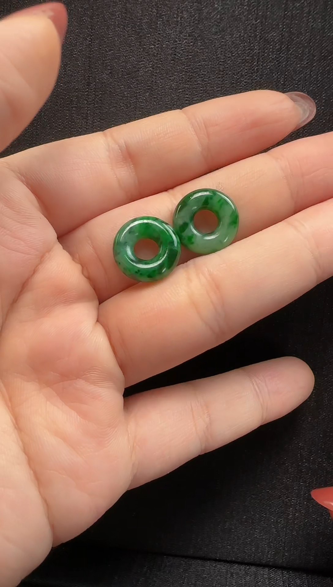 【闪购商品】翡翠未镶嵌耳饰118甜甜圈一对