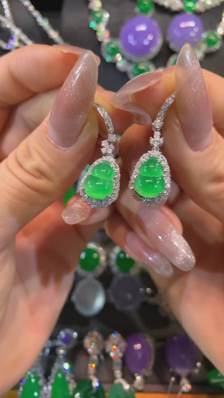 【闪购商品】翡翠耳饰18K金镶嵌耳饰