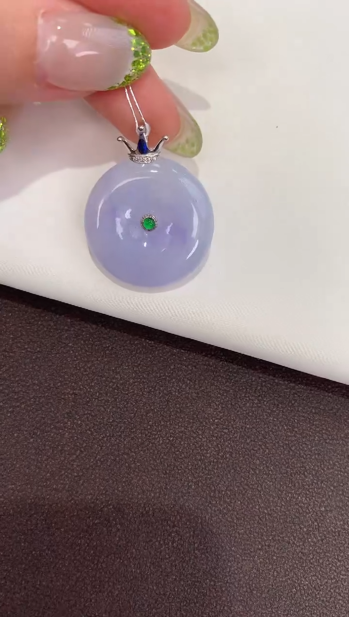 颈饰18K金镶嵌翡翠天然缅甸a货翡翠