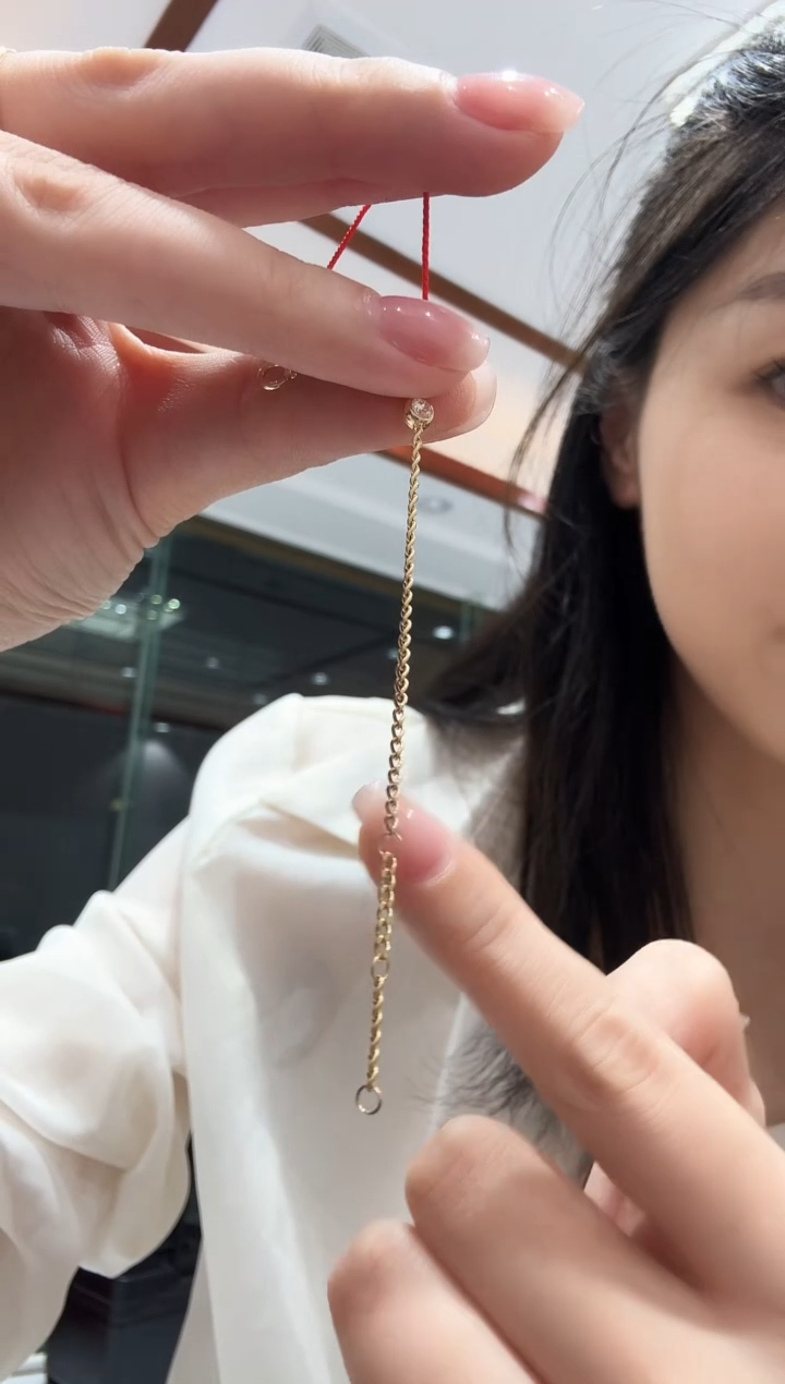 手链18K金镶嵌钻石古巴泡泡红绳BG