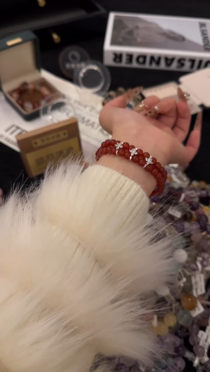 合金手链水晶红玛瑙x3651