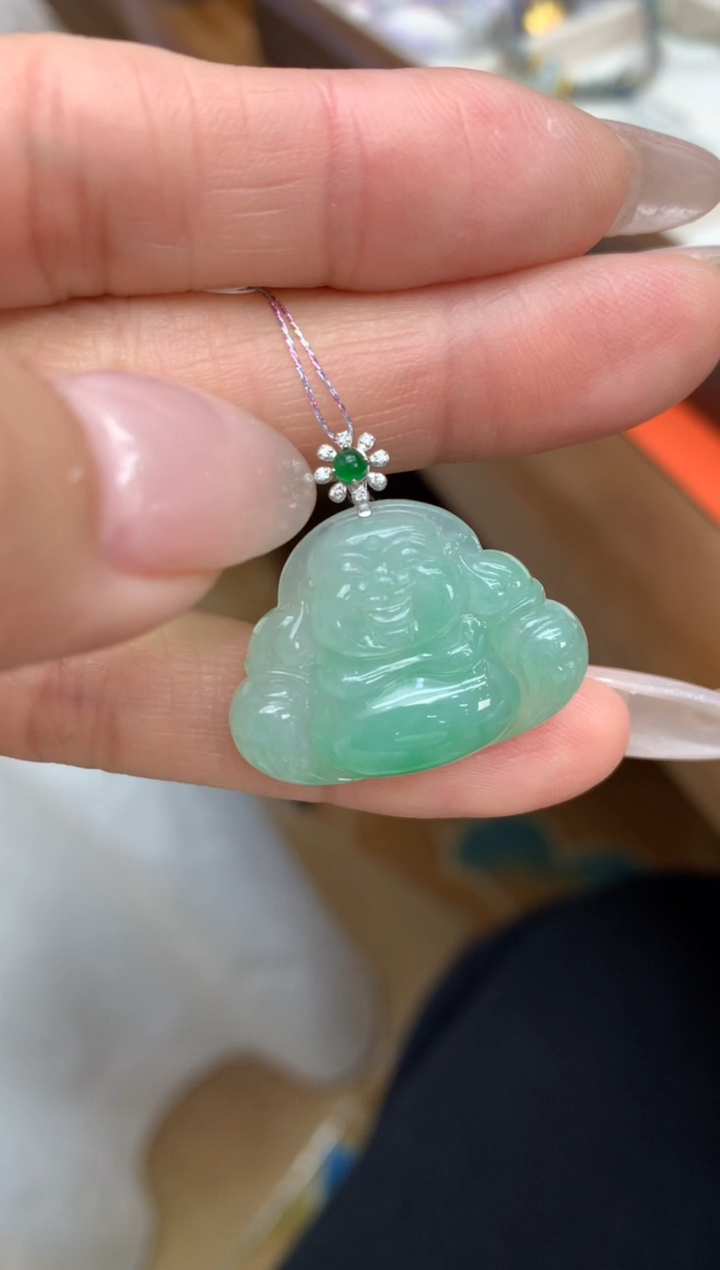 【闪购商品】翡翠颈饰18K金镶嵌佛公