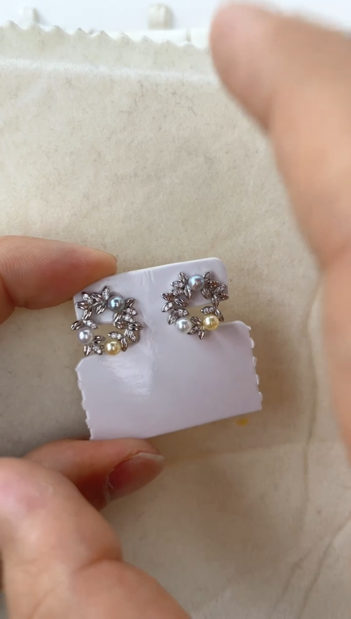 【闪购商品】银S925镶嵌海水珍珠耳饰耳钉