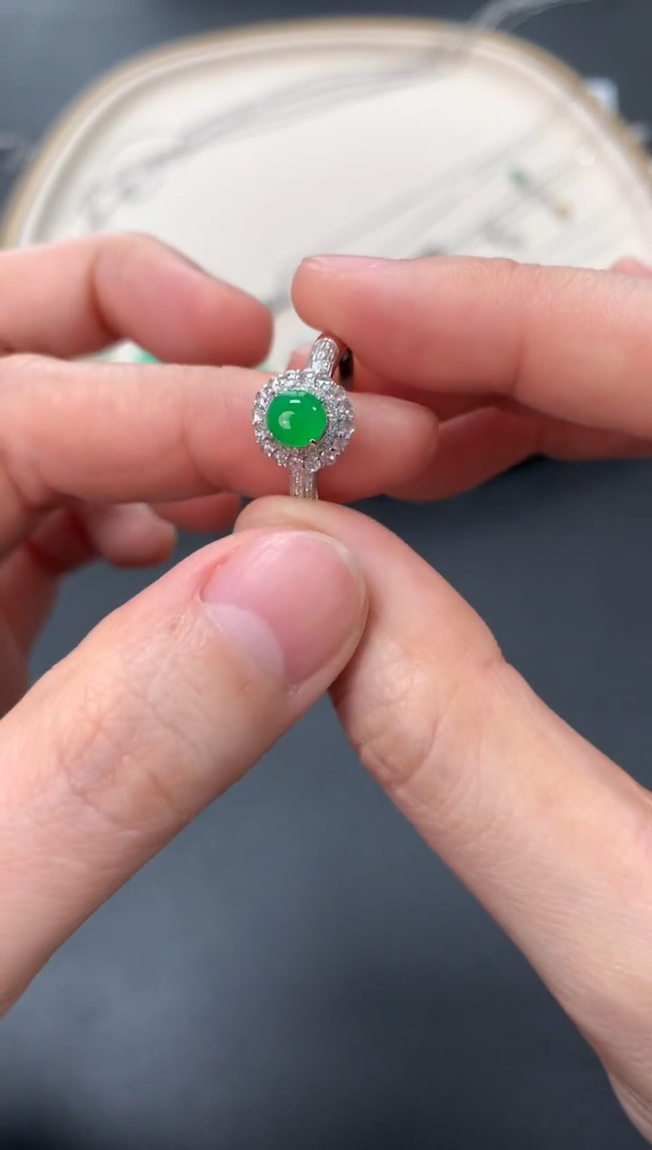 【闪购商品】翡翠戒指18K金镶嵌戒指5980