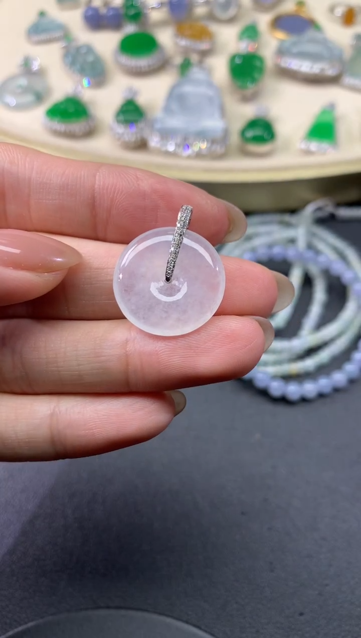 【闪购商品】翡翠吊坠(不含链)18K金镶嵌35天然A货翡翠