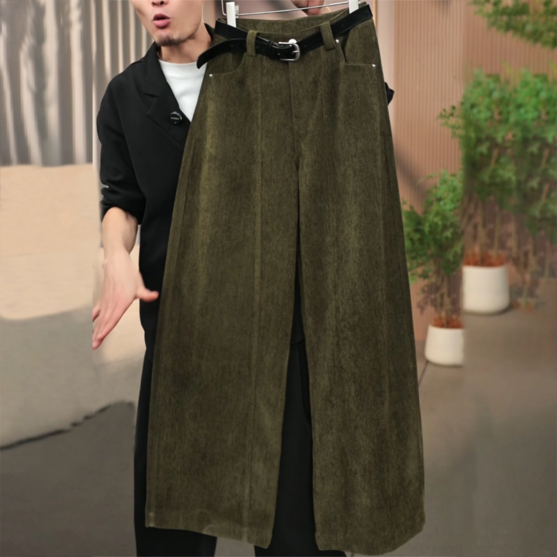 2025秋冬新款复古美拉德风雪尼尔阔腿裤时尚百搭高腰休闲裤直筒裤