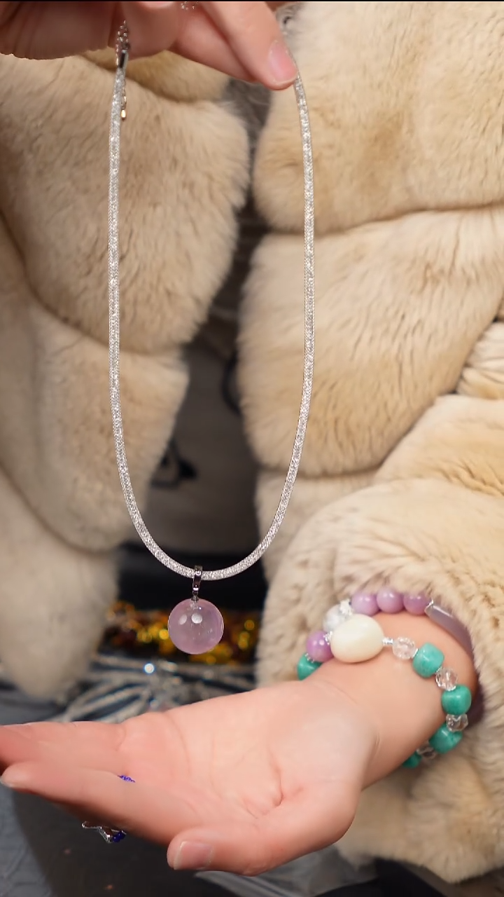 水晶摆件未镶嵌天然紫水晶单珠项链04