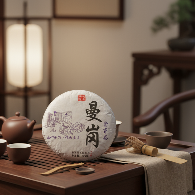 【曼岗】六百年紫芽茶-2024年-普洱茶（生茶）100克饼