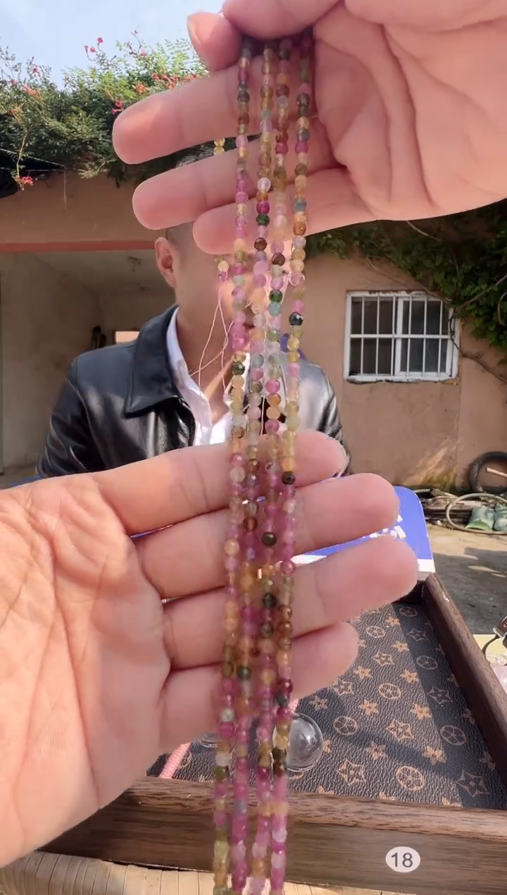 未镶嵌手链水晶彩虹碧玺钻切单条