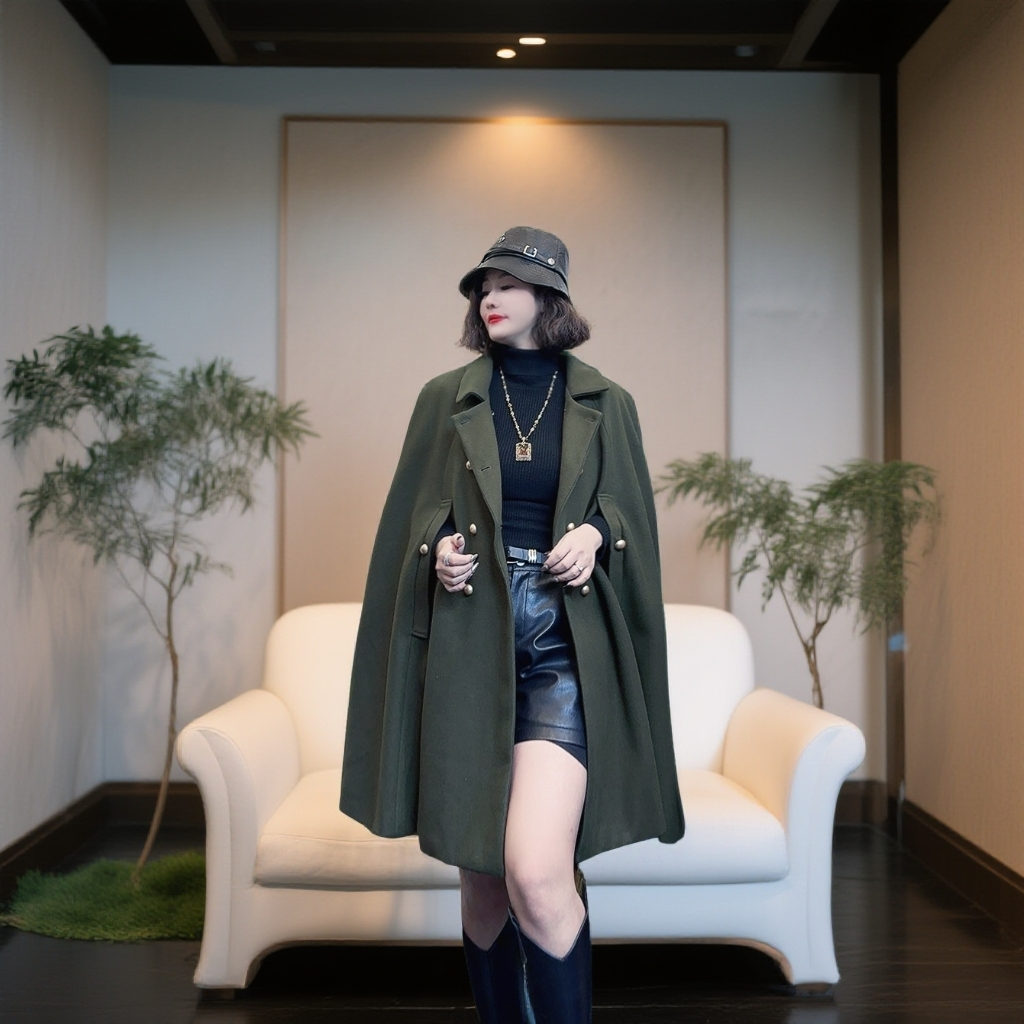 D25 122719 斗篷外套女英伦风韩版百搭时尚大衣新款披肩