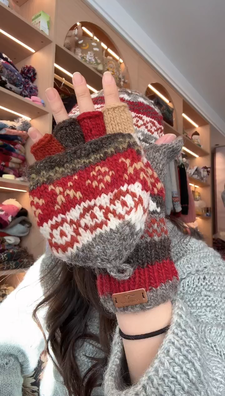 羊毛明星同款手套 