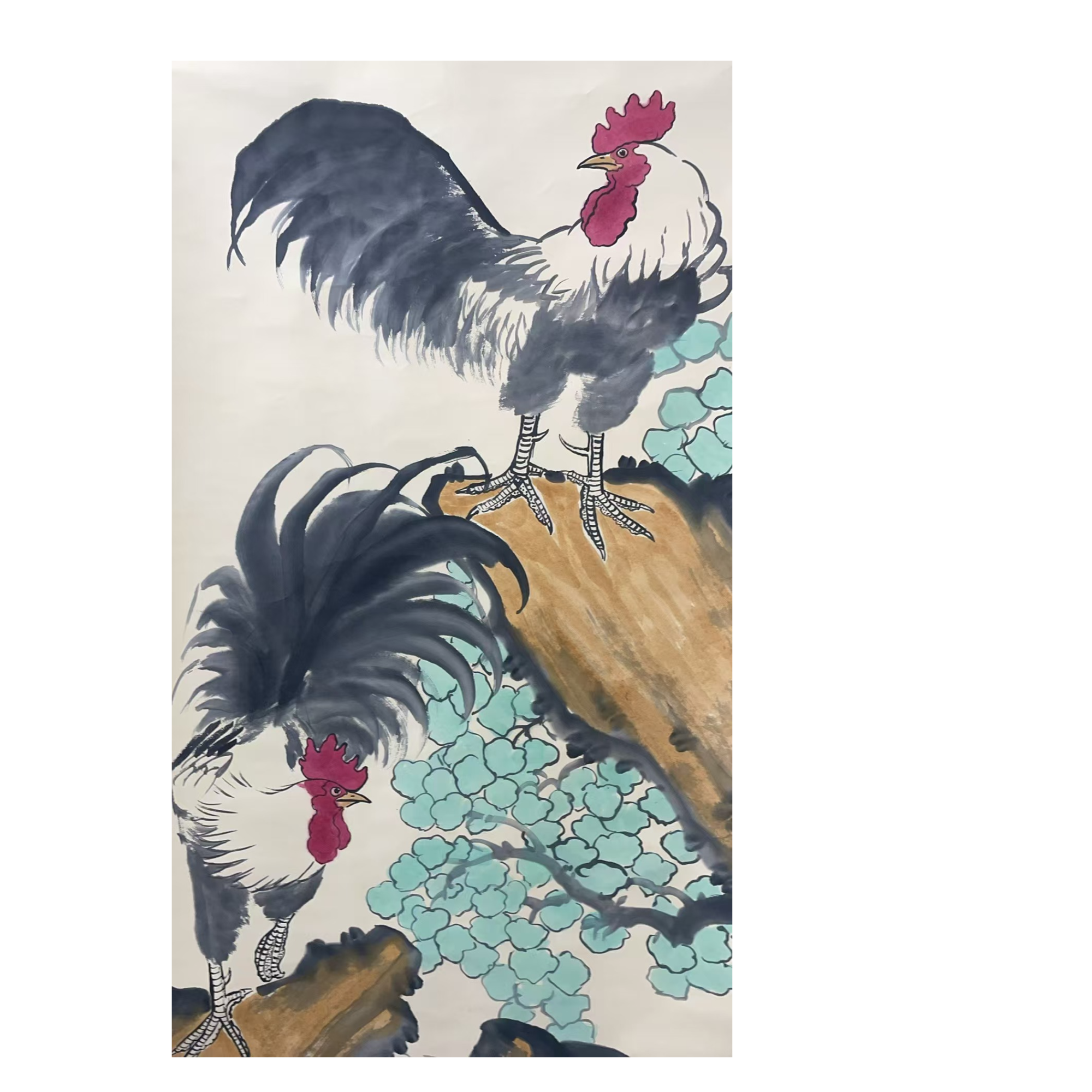 徐老 款 绘画公鸡立轴137*68平尺8.2
