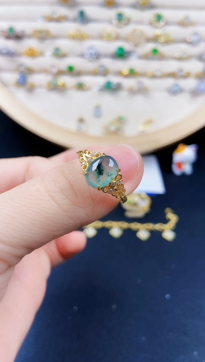 翡翠戒指银S925镶嵌4645654