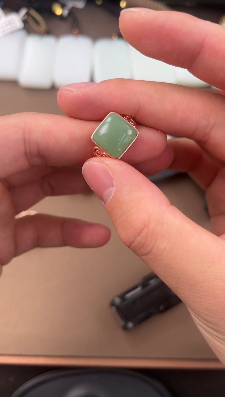 【闪购商品】和田玉未镶嵌戒指俄碧粉青戒指微色差