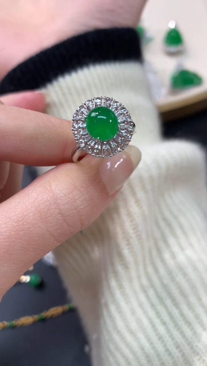 【闪购商品】翡翠戒指18K金镶嵌戒指A38|25000