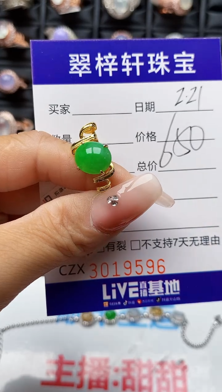 【闪购商品】翡翠戒指银S925镶嵌9596