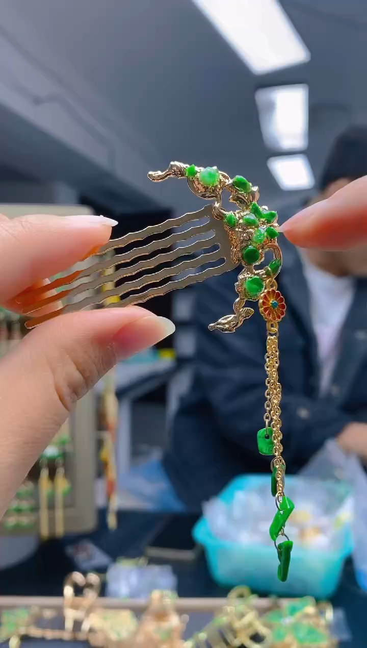 【闪购商品】翡翠耳饰合金076翡翠发簪